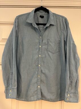 J.Crew Factory Chambray Button Down Shirt Long Sleeve 100% Cotton Size XL